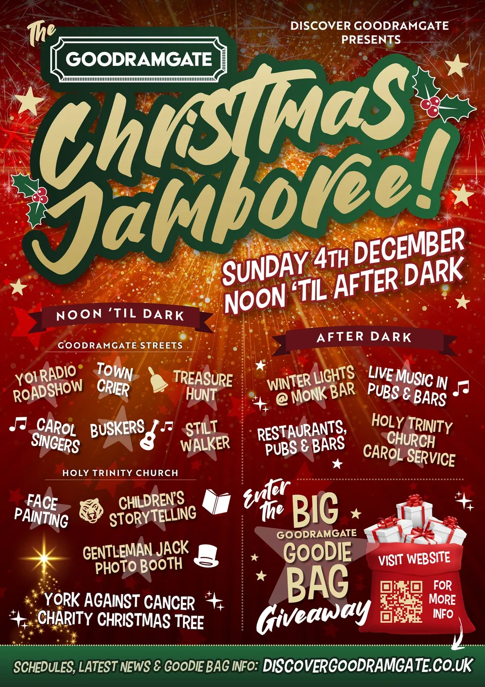 Goodramgate Christmas Jamboree poster for Discover Goodramgate, York, designed by Colin Boyter