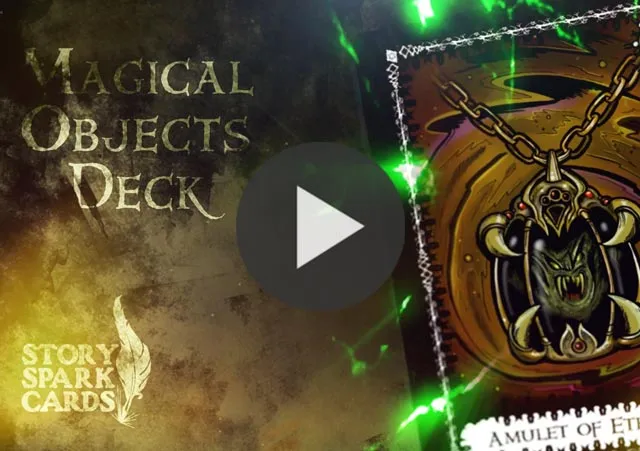 Still from a Kickstarter promotional video for a fantasy prompt cards project