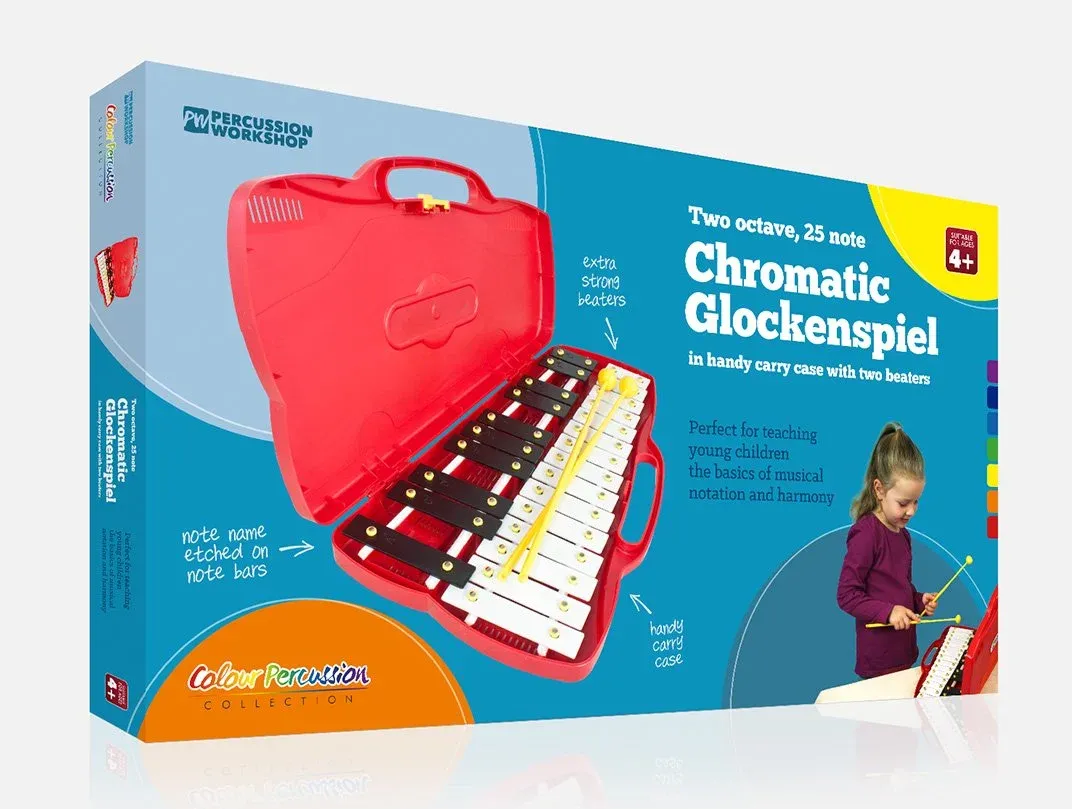 Percussion Workshop children's chromatic glockenspiel packaging design