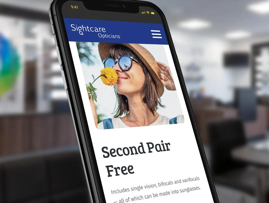 Sightcare Opticians website homepage design