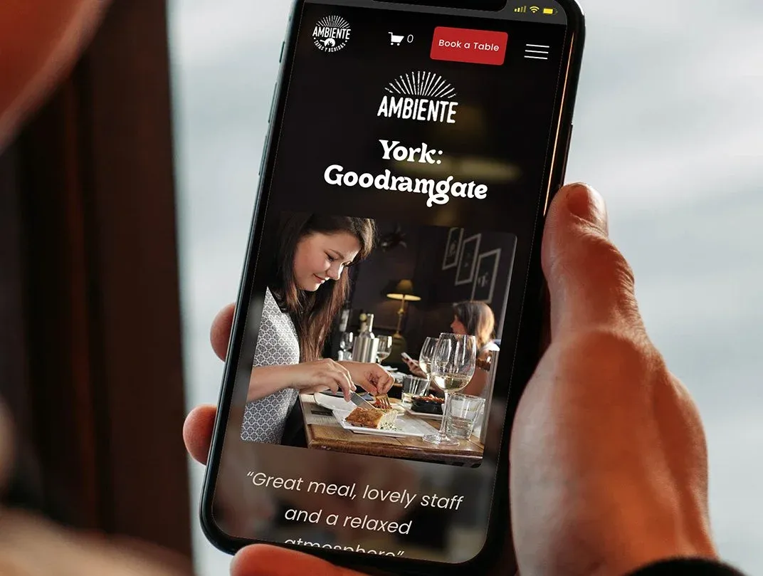 Ambiente Tapas website homepage design on desktop