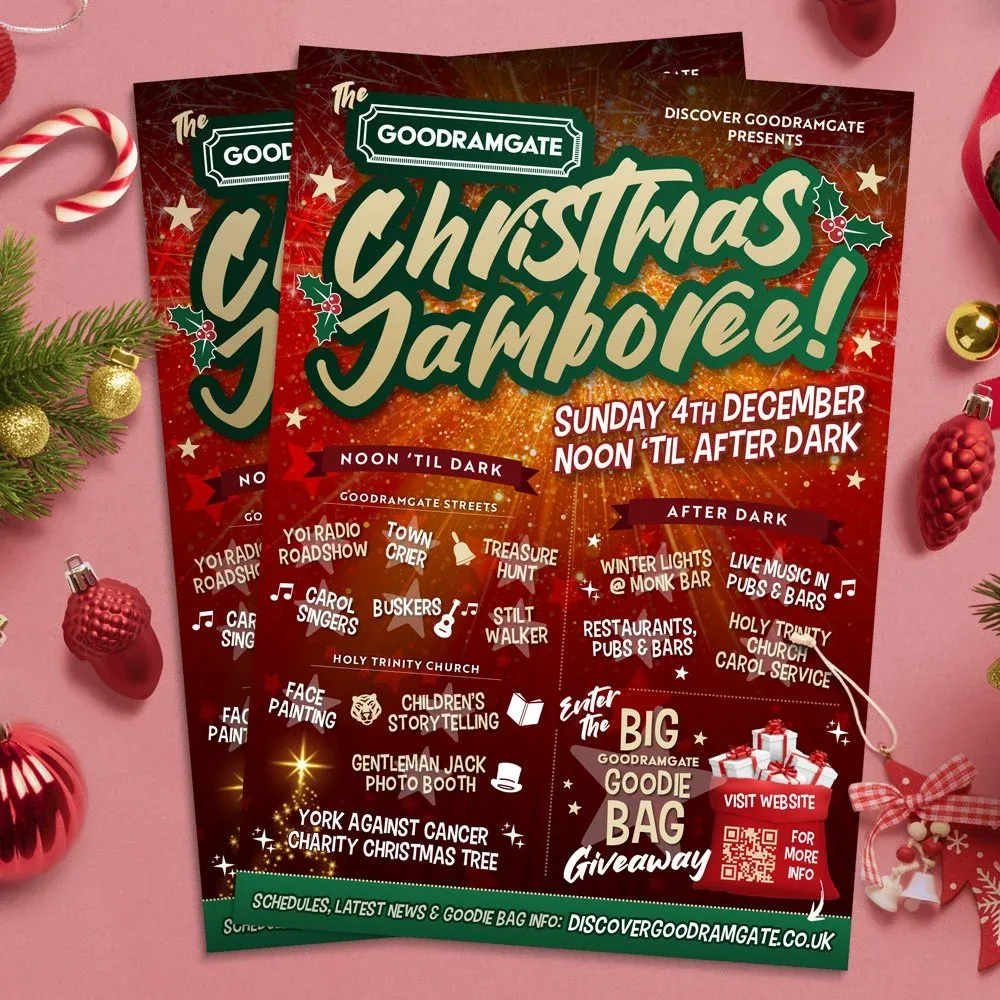 Christmas festival promotional flyer design for Goodramgate, York