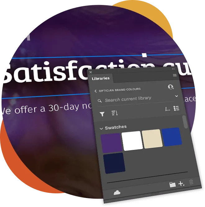 Colour and typeface style board for a website