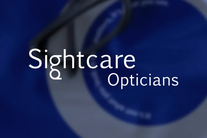 Sightcare Opticians brand identity applied across marketing materials