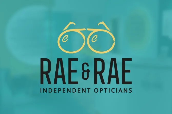 Rae & Rae Opticians branded business card design