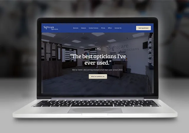 Sightcare Opticians website homepage design