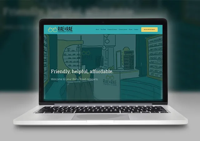 Rae & Rae Opticians website design showcasing the boutique brand