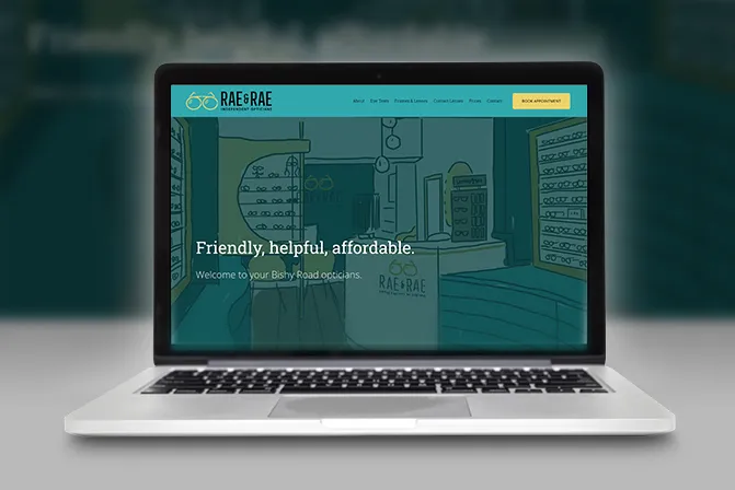Rae & Rae Opticians website design showcasing the boutique brand
