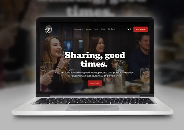 Ambiente Tapas website homepage design on desktop