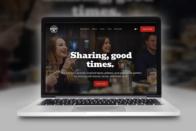 Ambiente Tapas website homepage design on desktop