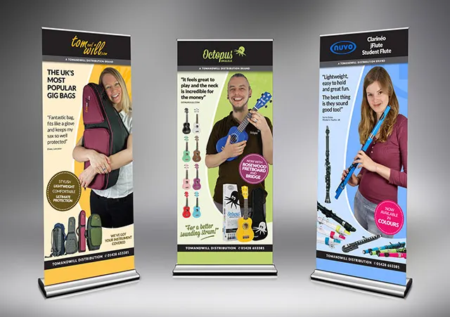 Tom and Will Distribution roller banner designs for a music trade show