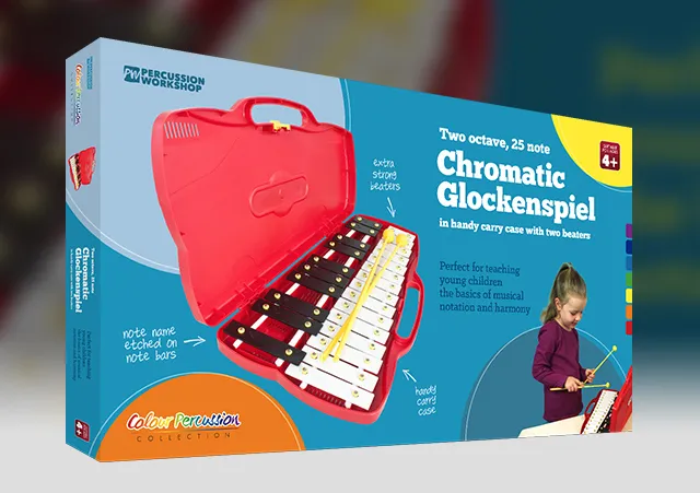 Percussion Workshop children's chromatic glockenspiel packaging design