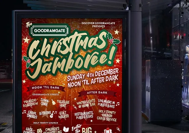 Christmas festival promotional flyer design for Goodramgate, York
