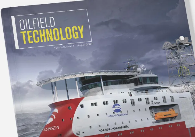 Redesigned cover and spreads for Oilfield Technology engineering magazine